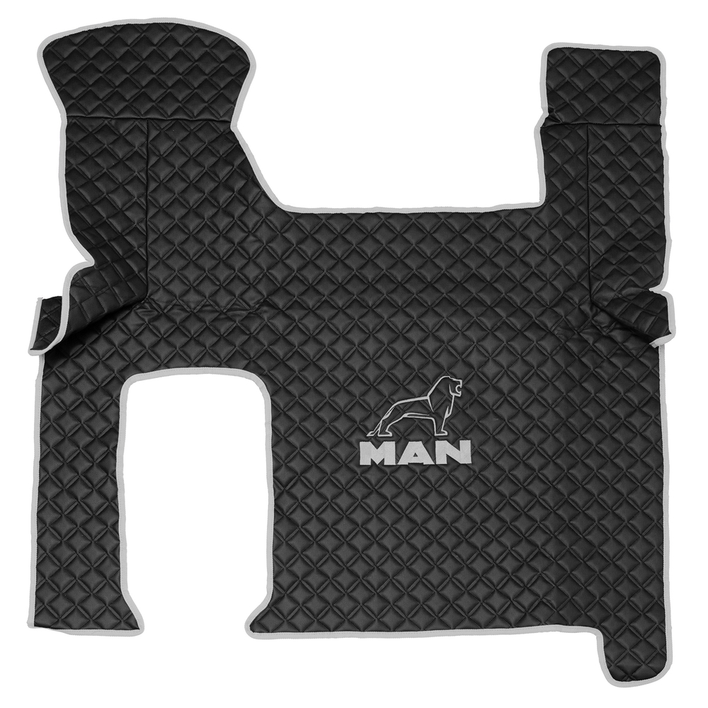 Ковры MAN TGX с 2-мя ящиками (механика), (экокожа, черный, серый кант, серая вышивка)