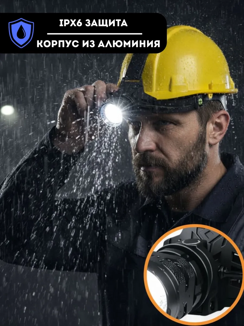 Фонарь налобный светодиодный аккумуляторный
