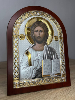 Спаситель, икона арочная, красное дерево 175х225 — вид сбоку