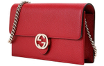 GUCCI Interlocking GG Crossbody Chain Wallet Red