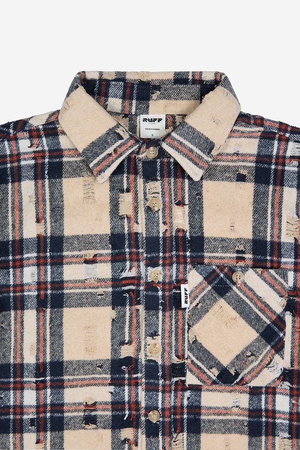 Рубашка ripped plaid бежевая - фото 5