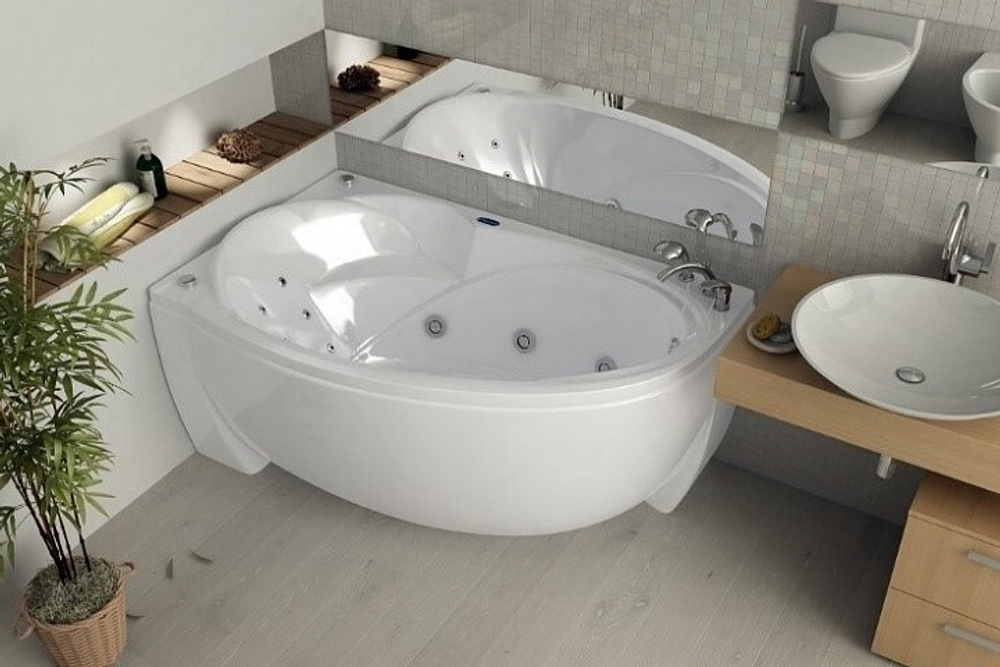 Акриловая ванна Aquatek (Акватек) Бетта 170x97 L, с каркасом и сливом-переливом
