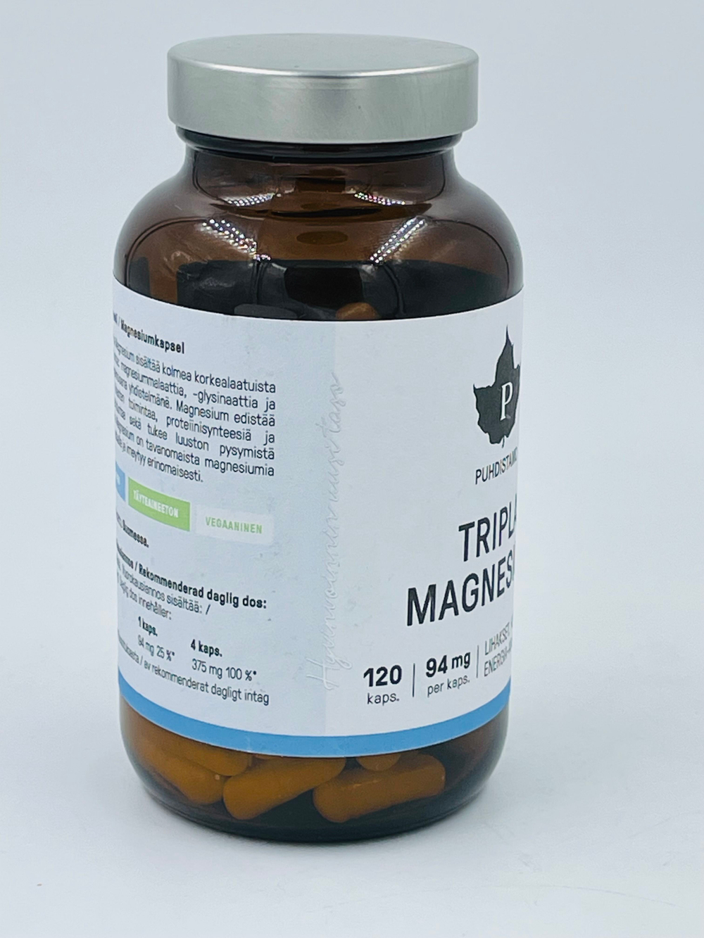 Puhdistamo Тройной магний Tripla Magnesium, 94 мг в капсуле, 120 капсул (из Финляндии)