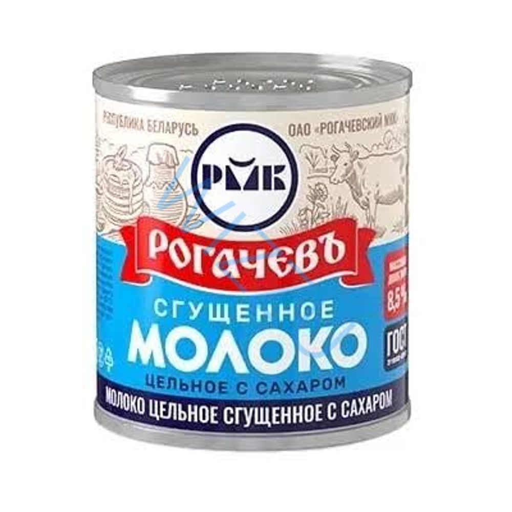 Сгущенное молоко цельное Рогачев 8,5% ж/б 380г с ключом