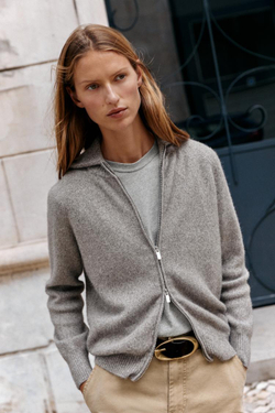 ZARA КАРДИГАН НА МОЛНИИ, СЕРОВАТО-КОРИЧНЕВЫЙ