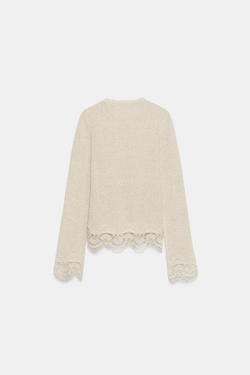 ZARA КРУЖЕВНОЙ ТОП, ЭКРЮ