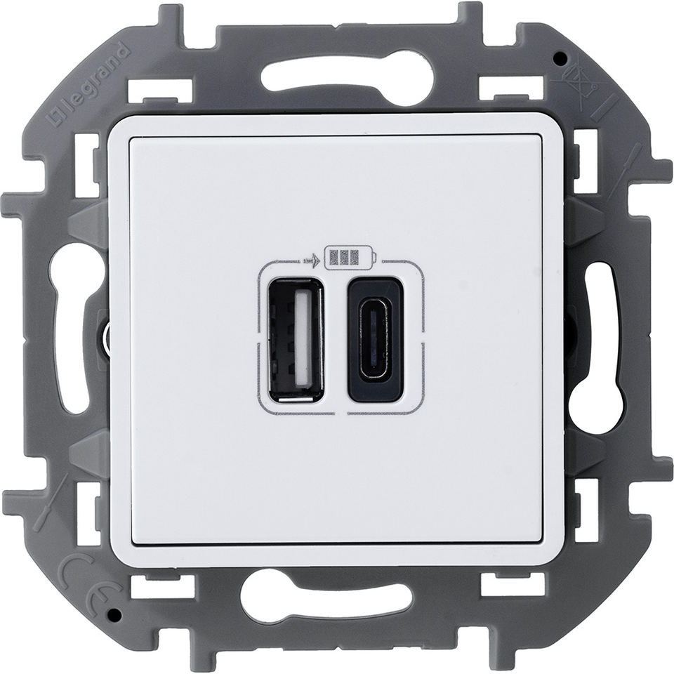 Зарядное устройство с двумя USB-разьемами A-C 240В/5В 3000мА - Legrand Inspiria - белый