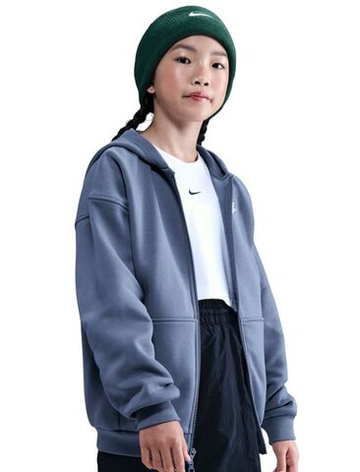Кофта для девочки теннисная Nike Kids Sportswear Club Fleece Oversized Full Zip - world indigo/white
