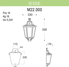 Настенный фонарь уличный Iesse M22.000.000.WYF1R Fumagalli