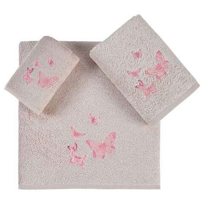 Набор полотенец 3шт Arya home Bamboo Papillon бежевый