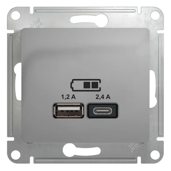 Розетка с USB A+C Systeme Electric Glossa Алюминий GSL000339