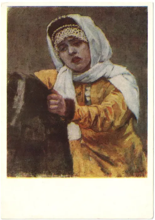 Открытка «Жена чернобородого стрельца. Этюд к картине "Утро стрелецкой казни"» В. И. Суриков