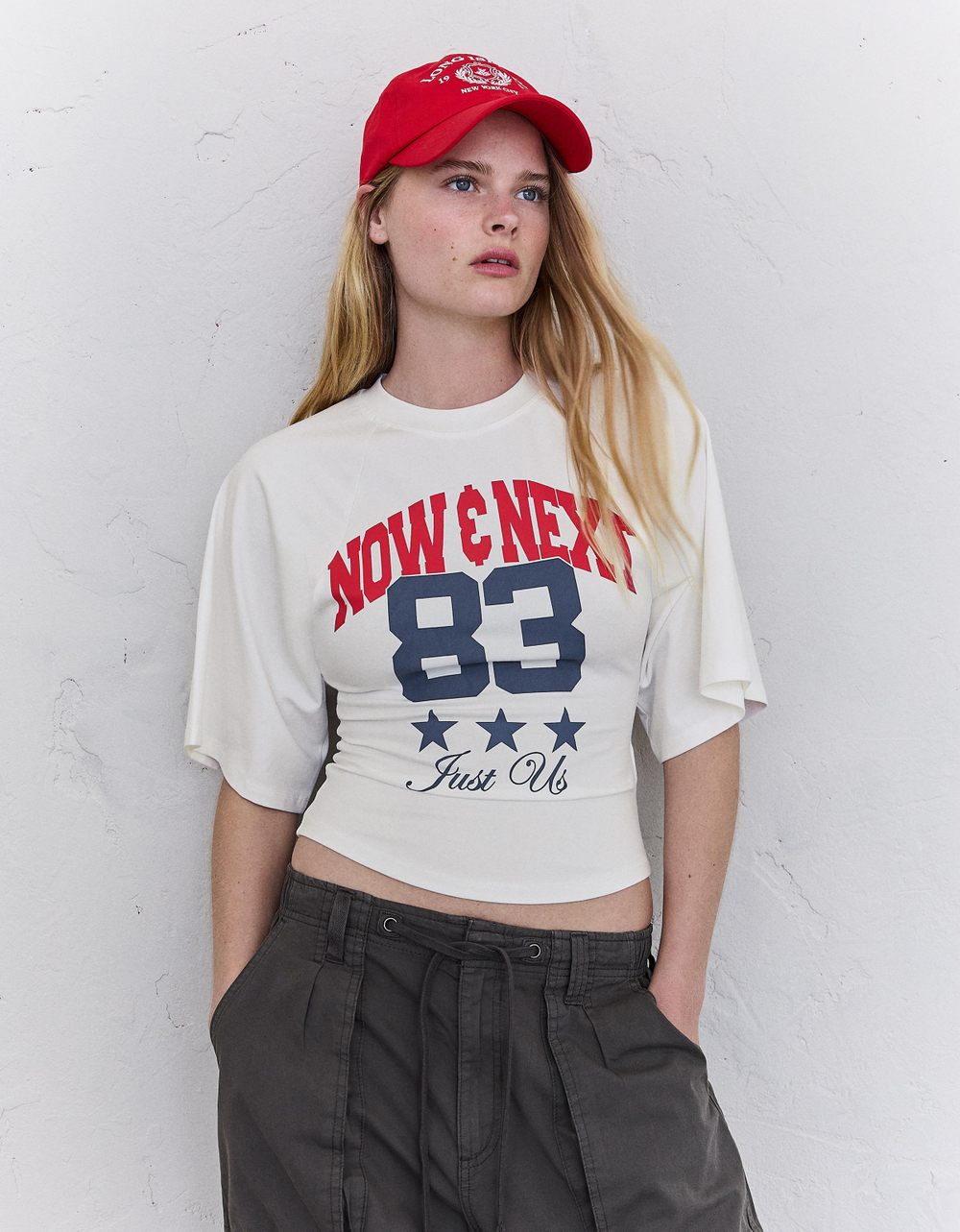 Женская футболка с корсетным эффектом и принтом - BERSHKA