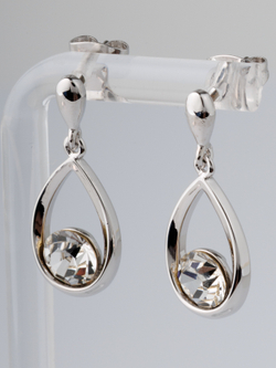 Серьги-капли Белла с белыми кристаллами Swarovski в родии