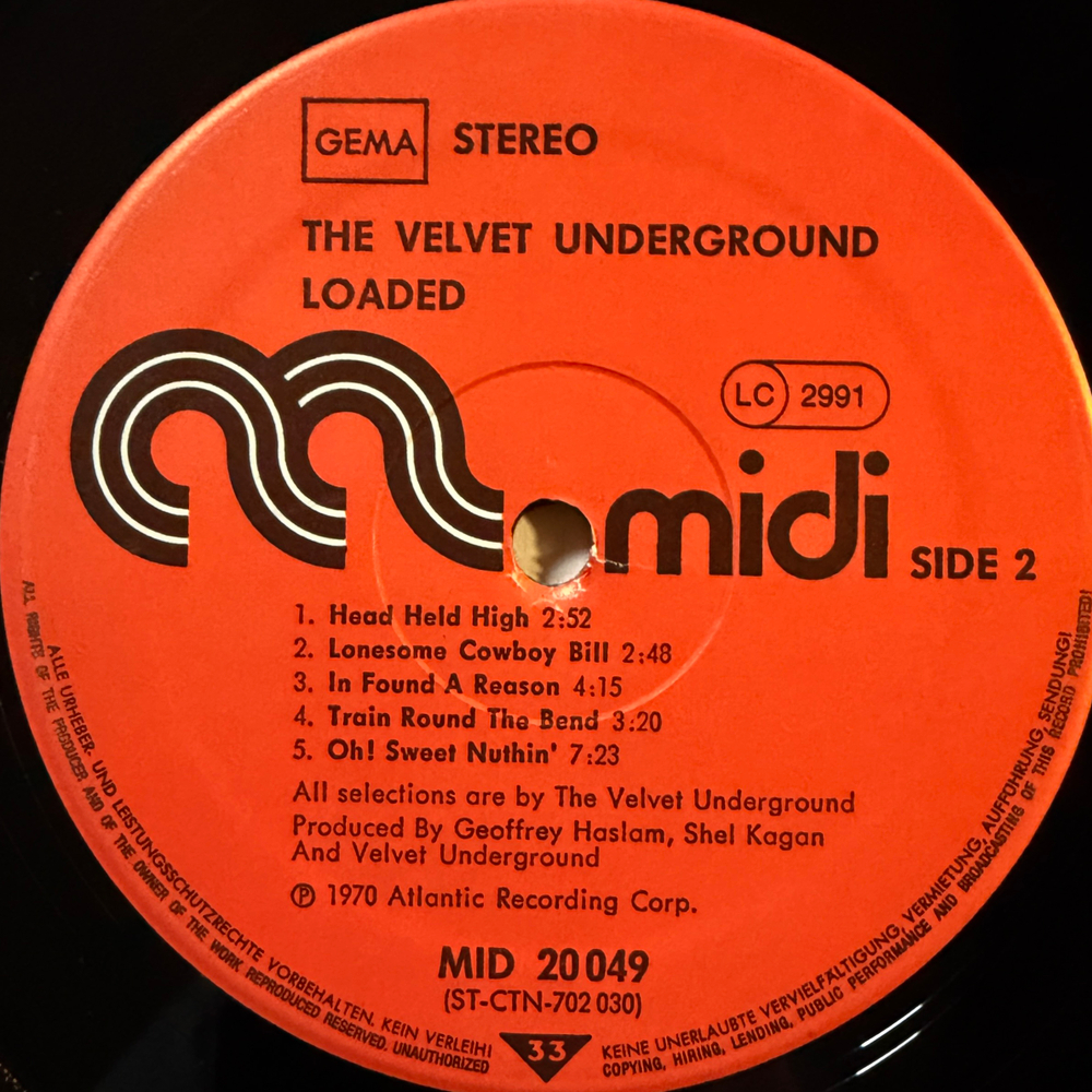 The Velvet Underground Featuring Lou Reed ‎– Loaded (Германия)