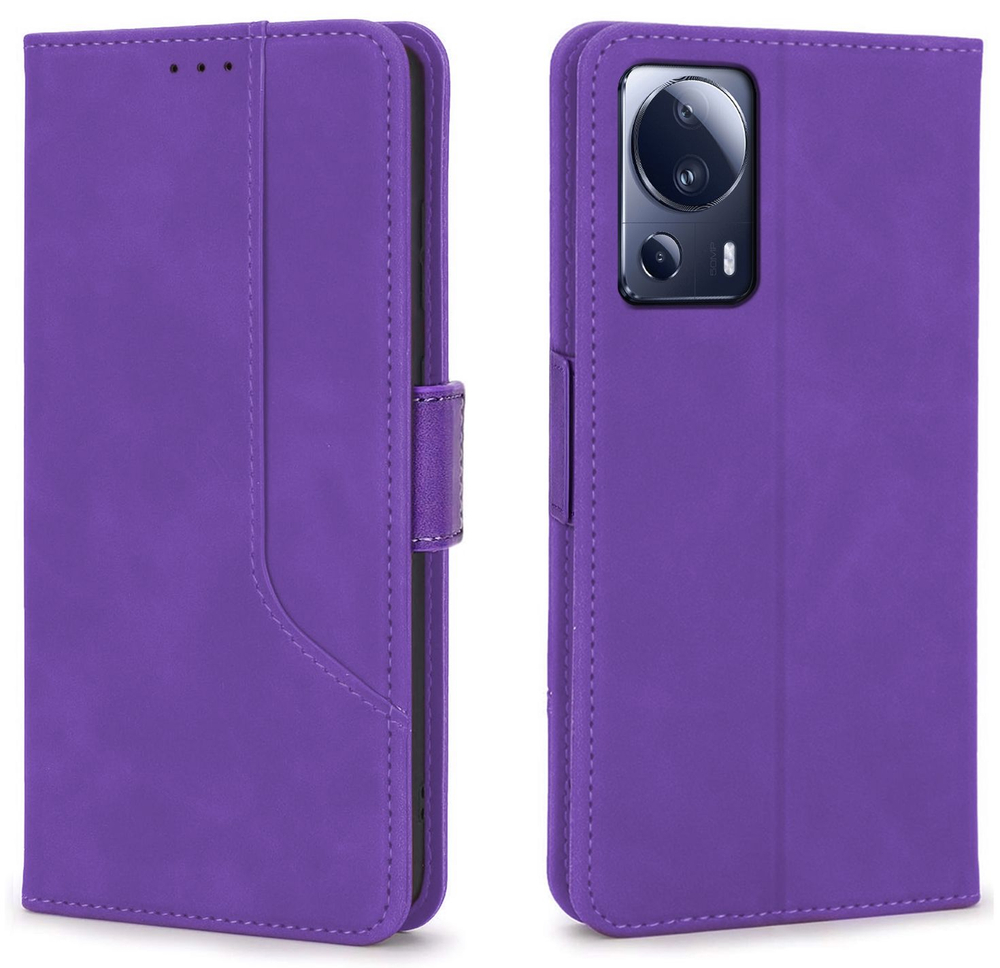 Стильный чехол-книжка из кожи для XIAOMI 13 LITE с отделом для наличных, 3 слотами для карт и подставкой