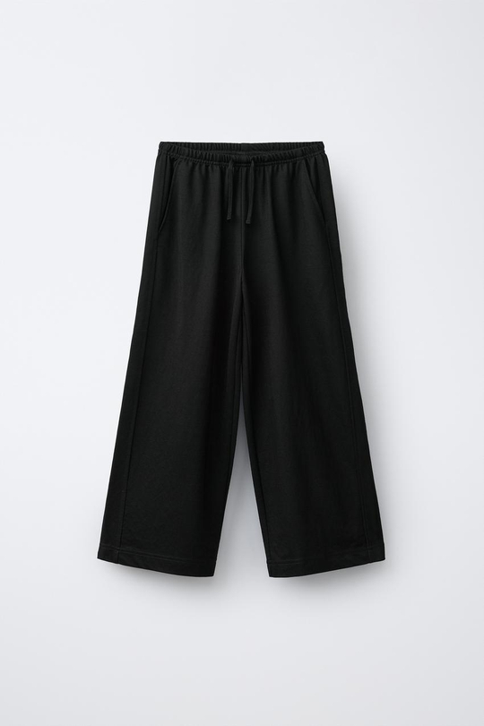 ZARA БРЮКИ WIDE LEG СВОБОДНОГО КРОЯ, ЧЕРНЫЙ