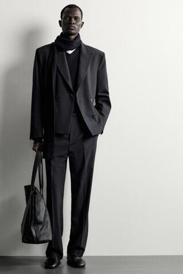 ZARA КОСТЮМНЫЕ БРЮКИ В ТОНКУЮ ПОЛОСКУ, МОРСКОЙ СИНИЙ