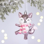 Ёлочная игрушка «Весёлый лисёнок» 8.8*5.5*13.5 см, Розовый