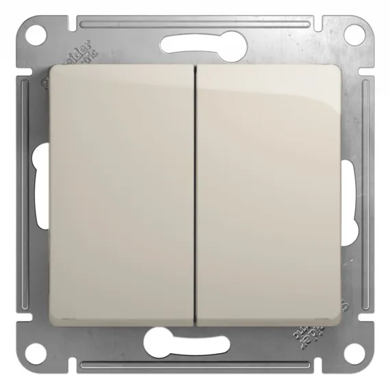 Переключатель проходной двухклавишный Systeme Electric Glossa Молочный GSL000965