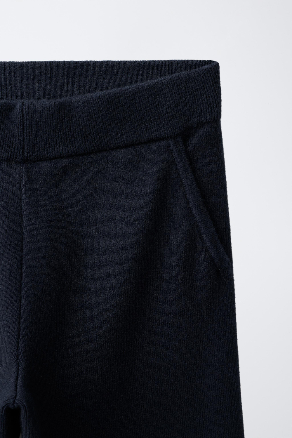 ZARA ТРИКОТАЖНЫЕ БРЮКИ WIDE-LEG, МОРСКОЙ СИНИЙ