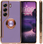 Стильный глянцевый чехол для TECNO CAMON 40 с кольцом-подставкой и бархатной подкладкой