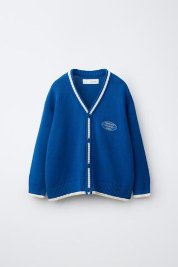 ZARA КАРДИГАН В СТИЛЕ VARSITY, ЯРКО-СИНИЙ