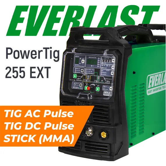 PowerTig 255 EXT Everlast Установка аргонодуговой сварки 3EV255P — полупрофессиональный аргонодуговой сварочный аппарат tig для монтажников, 255 А