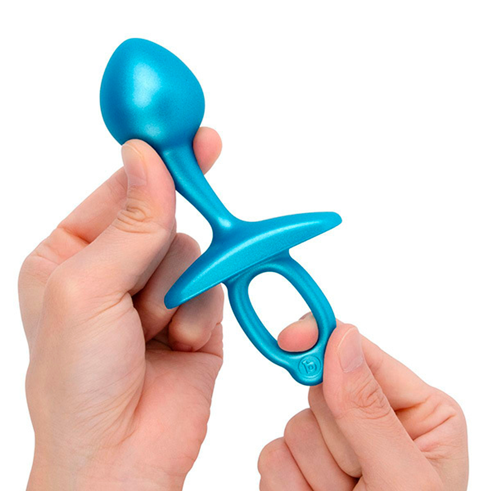 Голубая анальная пробка для массажа простаты 10,7см b-Vibe Bulb Silicone Prostate Plug BV-078