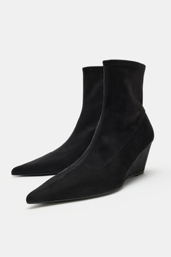 ZARA БОТИЛЬОНЫ НА ТАНКЕТКЕ, ЧЕРНЫЙ