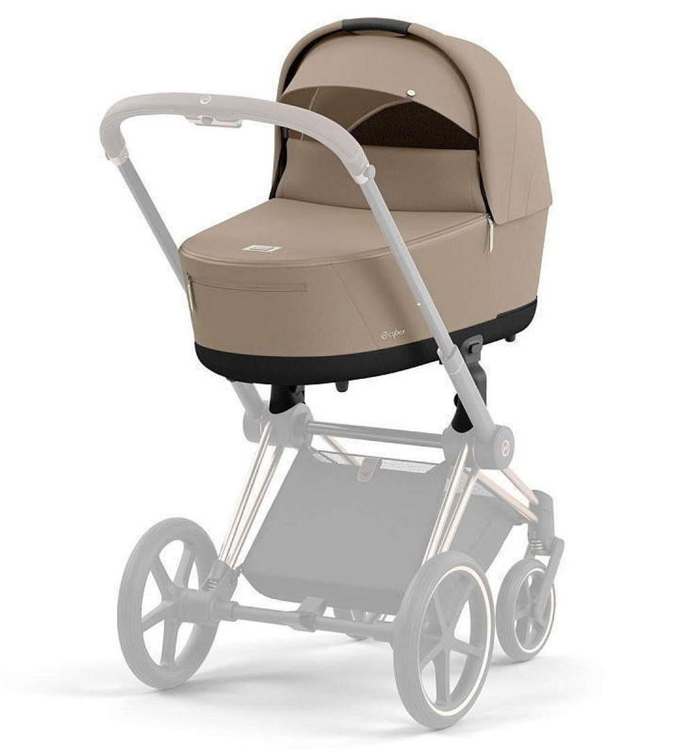 Коляска Cybex Priam IV Rosegold complete Aton B2 Bay Blue Base One 4 в 1 Cozy Beige