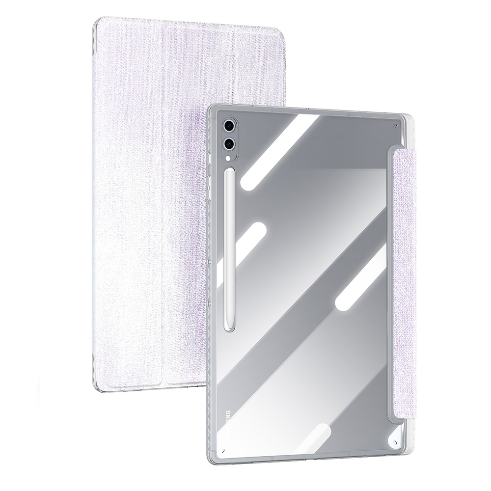 Чехол книжка фиолетового цвета от Dux Ducis для Samsung Galaxy Tab S9 Ultra, Tab S10 Ultra и Tab S8 Ultra, серия Unid Series Case, с держателем стилуса и функцией автоматического перехода в спящий режим