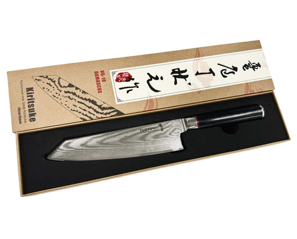 Кухонный нож Шеф Kiritsuke TuoTown FT-series 20см,VG10, DAMASCUS, G10, арт.218002