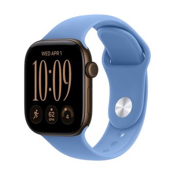 Смарт-часы Apple Watch Series 12 GPS 42mm Dark Bronze Aluminium, Wildflower Blue Sport Band, размер S/M