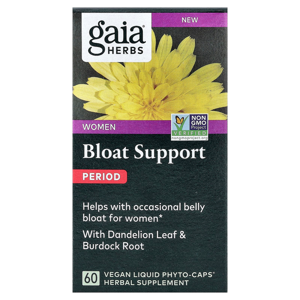 Gaia Herbs, добавка для поддержки вздутия живота для женщин, 60 веганских капсул Liquid Phyto-Caps®