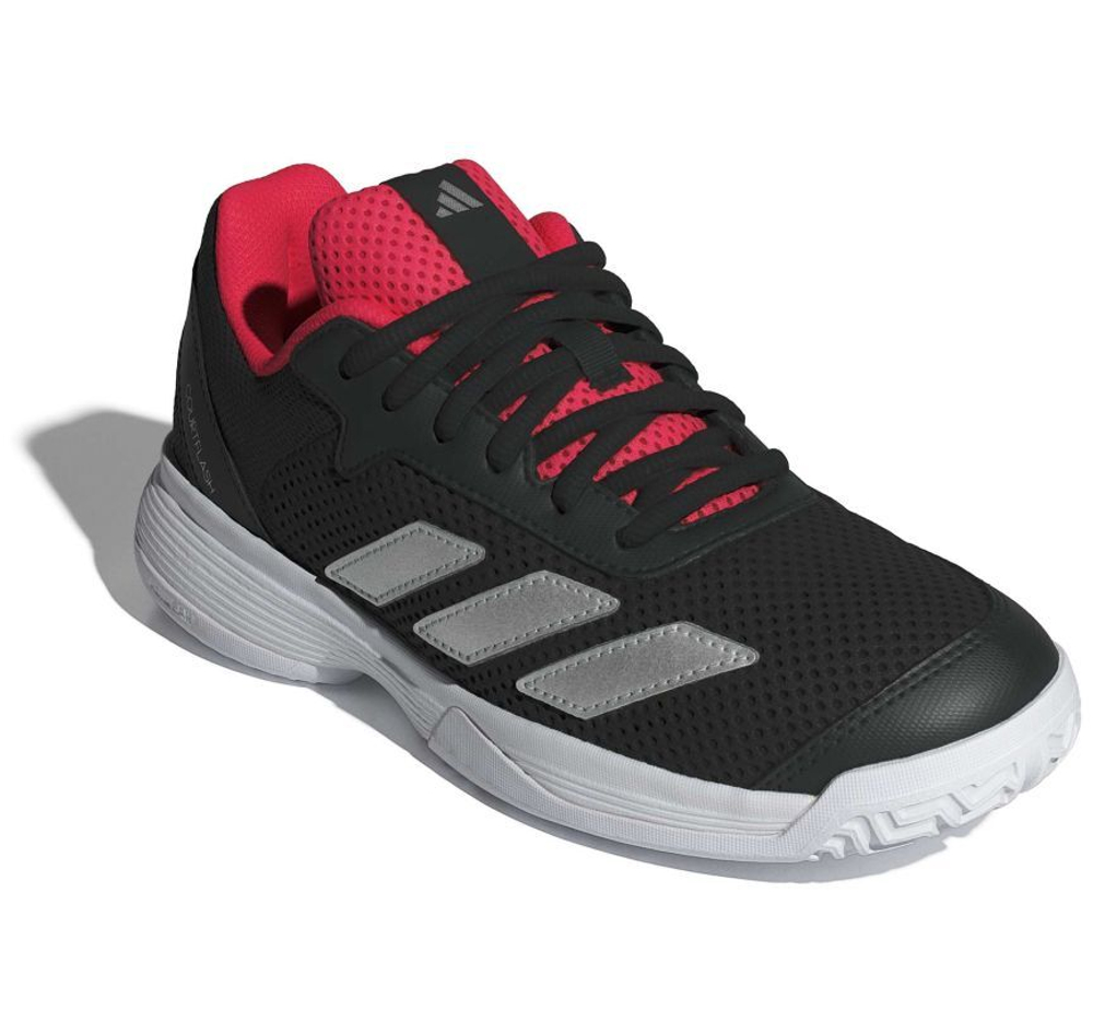 Детские Кроссовки теннисные  Adidas Courtflash K - cloud white/silver metallic/core black