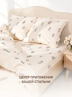 Постельное белье евро с натяжной простыней 180х200 Эко