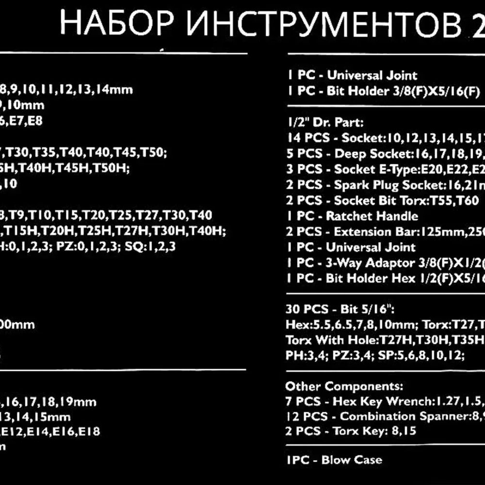 Набор инструментов 218пр. 1/4'',3/8'',1/2''(6гр.)