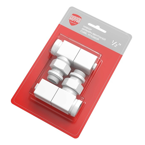 Набор дизайн-вентилей Royal Thermo CUBE угловой (белый) 1/2"
