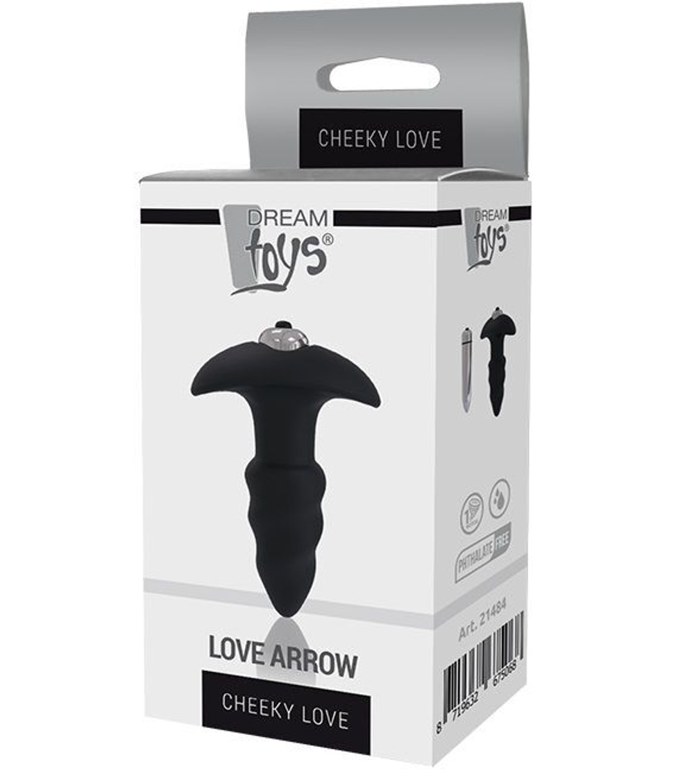 Черная анальная вибровтулка SINGLE SPEED LOVE ARROW PLUG - 9 см. (Цвет: черный)