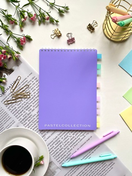 НОВИНКА! Блокнот А5 60 л. Pastel Collection Purple/Pink, с обложкой из двухстроннего двухцветного пластика, на металлическом гребне