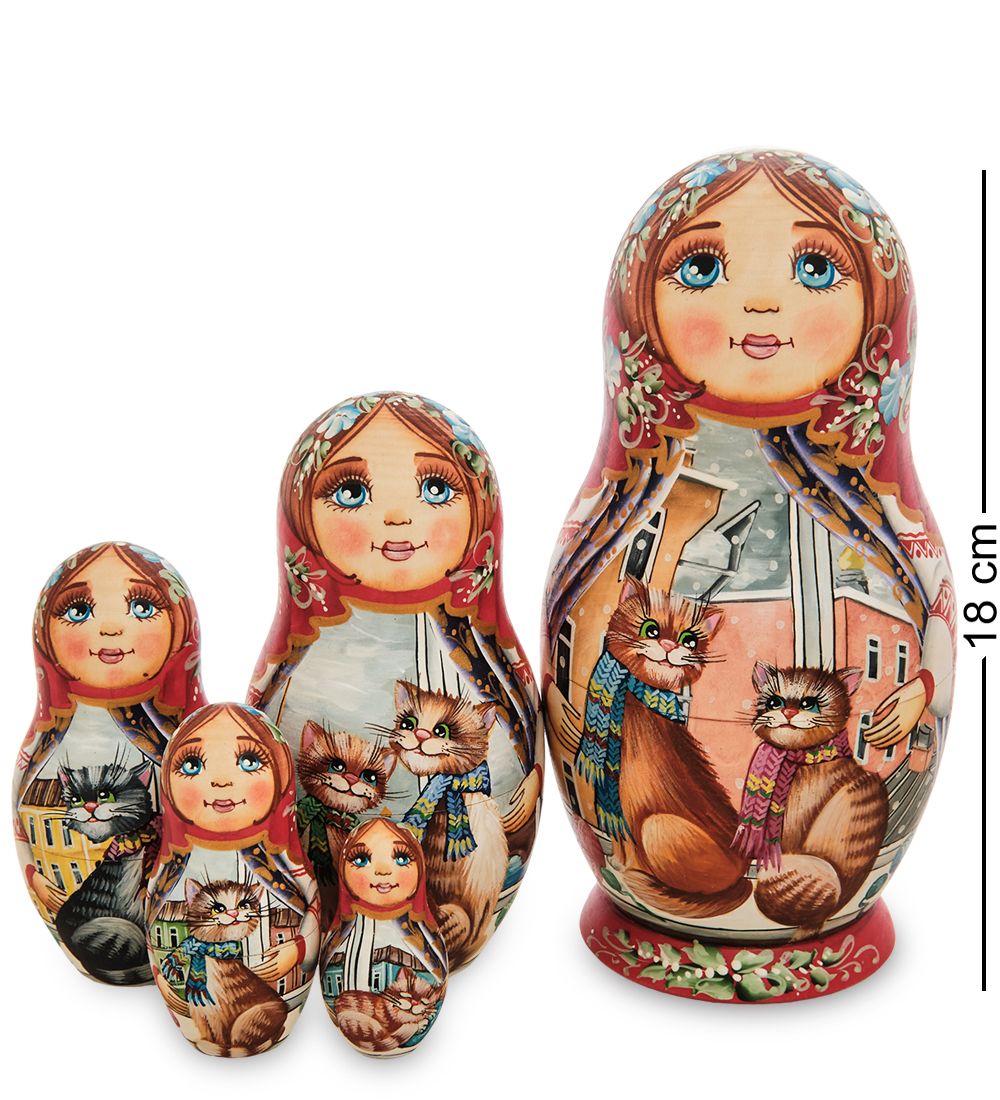 Народные промыслы МР-16/ 8-A Матрешка 5м «Мария с котами»