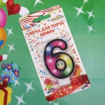 Свеча для торта Цифра Салют «6» 6 см