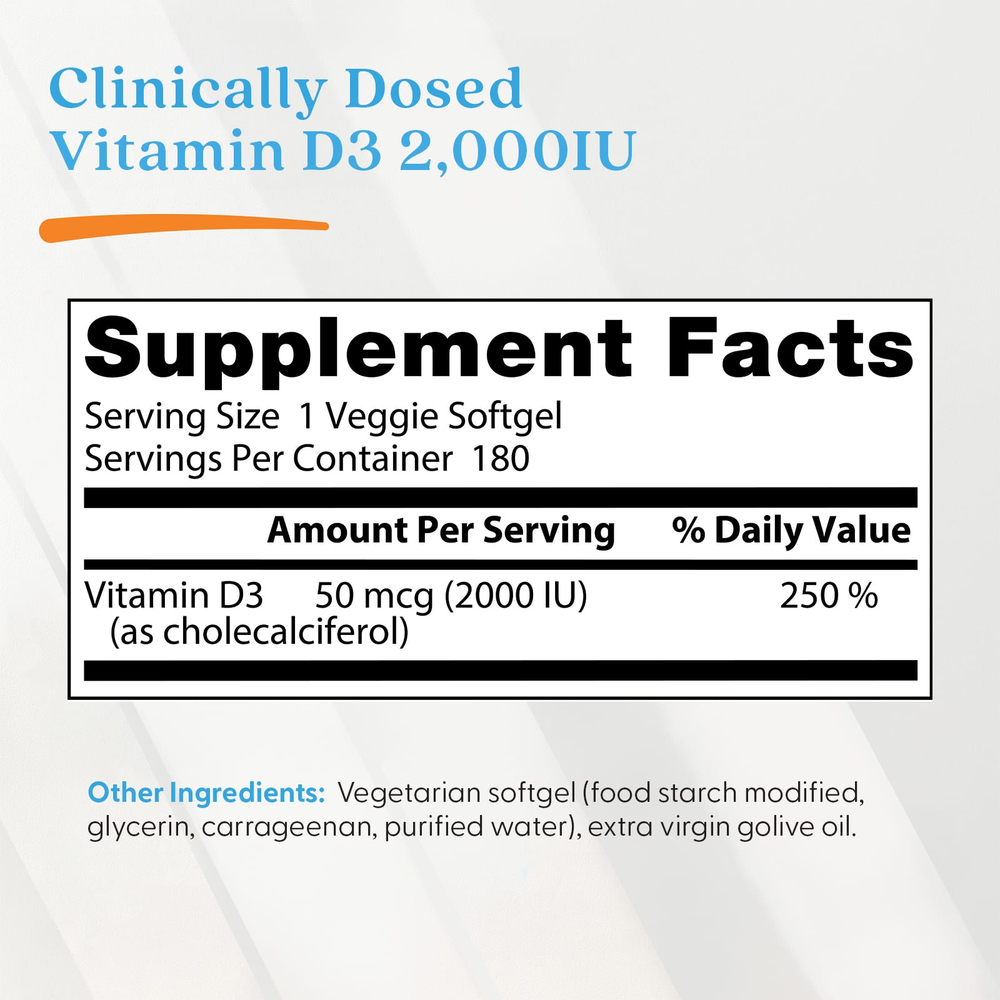 Doctor's Best, Витамин D3, 50 мкг (2000 МЕ), 180 растительных капсул