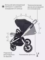 Коляска детская "FLEX GRAND" (3в1) RA073 Midnigt Black