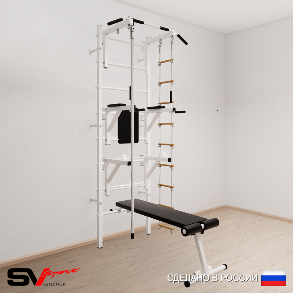 Шведская стенка Sv Sport усиленная 695 (Турник стандарт/Брусья/Стойка/Скамья/Канат/Лестница)