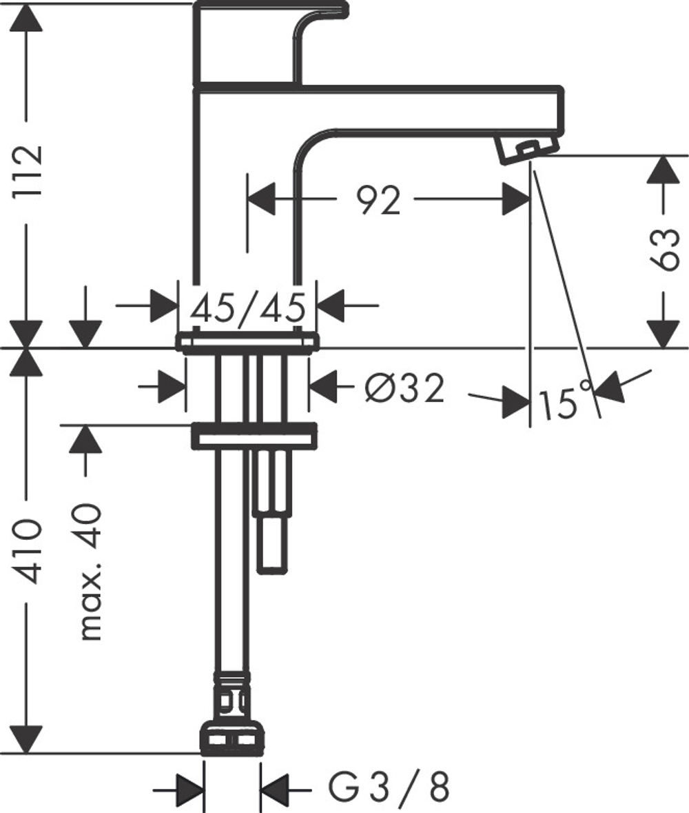 Кран Hansgrohe Vernis Shape 70, без сливного 71592000