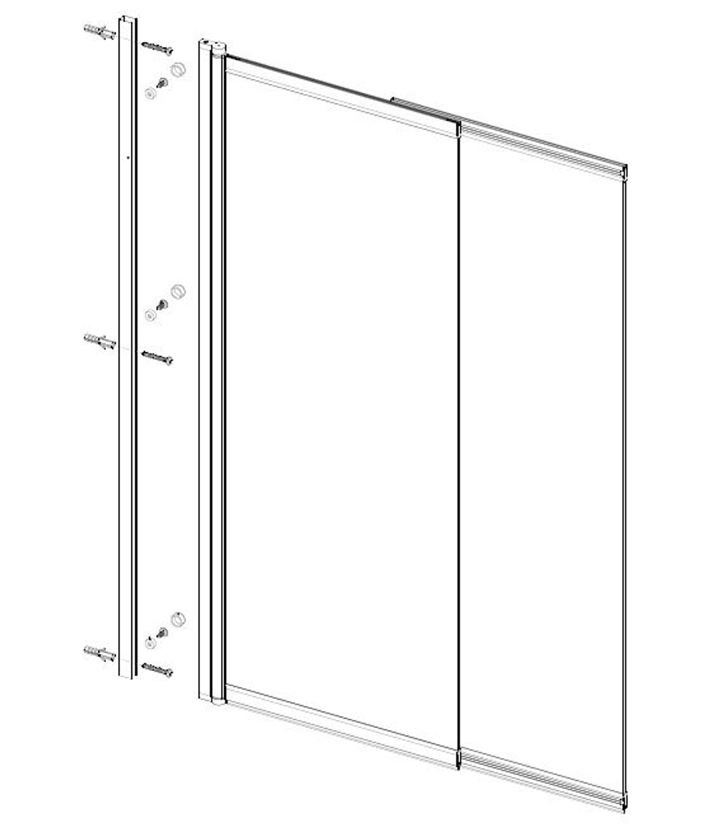 Душевая шторка на ванну Vincea VSB-6E900CLB-R, 900*1400, черный, стекло прозрачное, правая