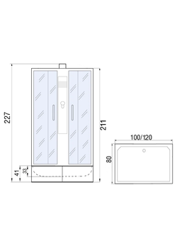 Душевая кабина RIVER QUADRO Б/К XL 100/80/41 MT с поддоном 100x80x220 10000013640 Универсальная Прямоугольник
