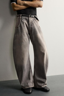 ZARA ДЖИНСЫ LOOSE BARREL FIT, СЕРЫЙ